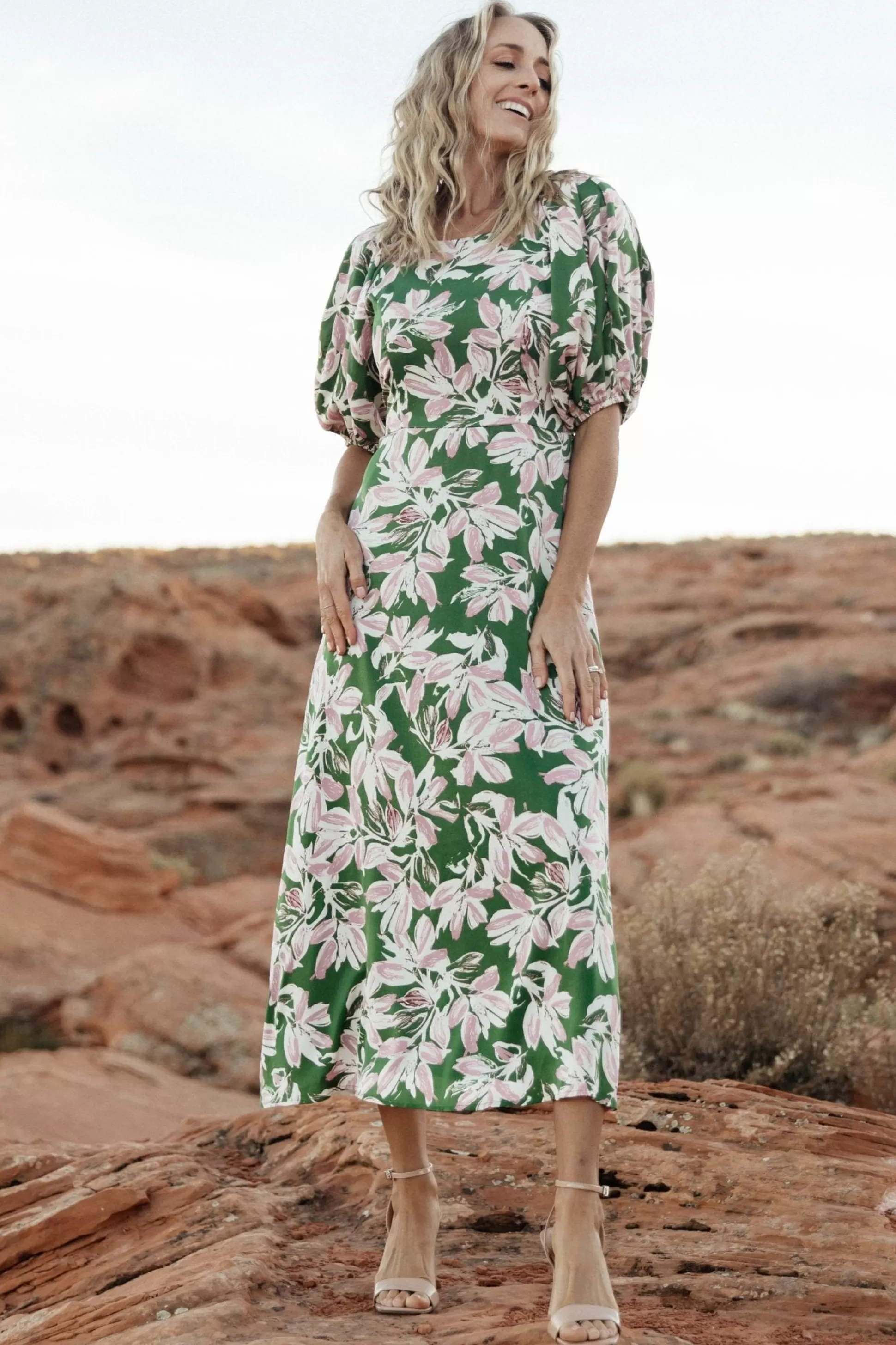 midi dresses | Baltic Born Tucson Midi Dress | Green + Pink