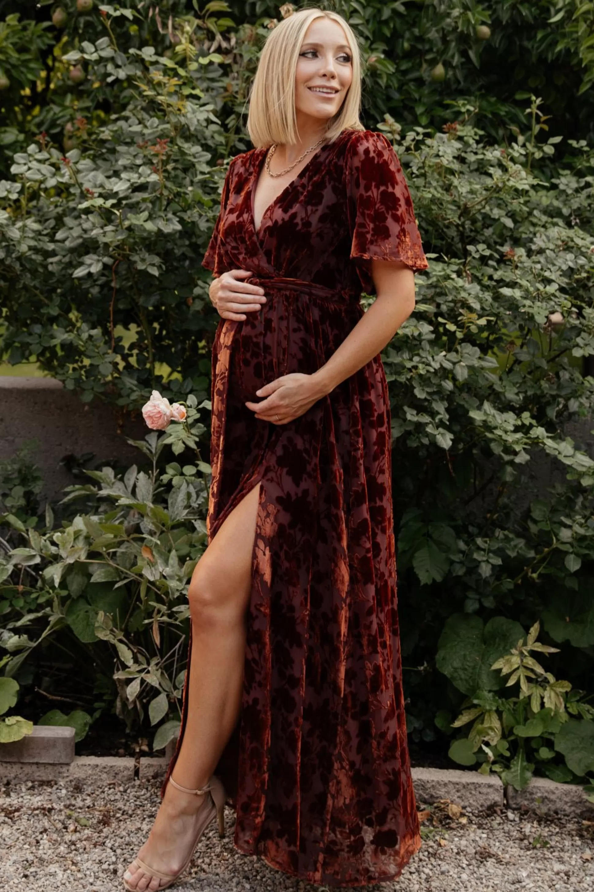 maxi dresses | WEDDING SUITE | Baltic Born Uma Velvet Maxi Dress | Copper Floral