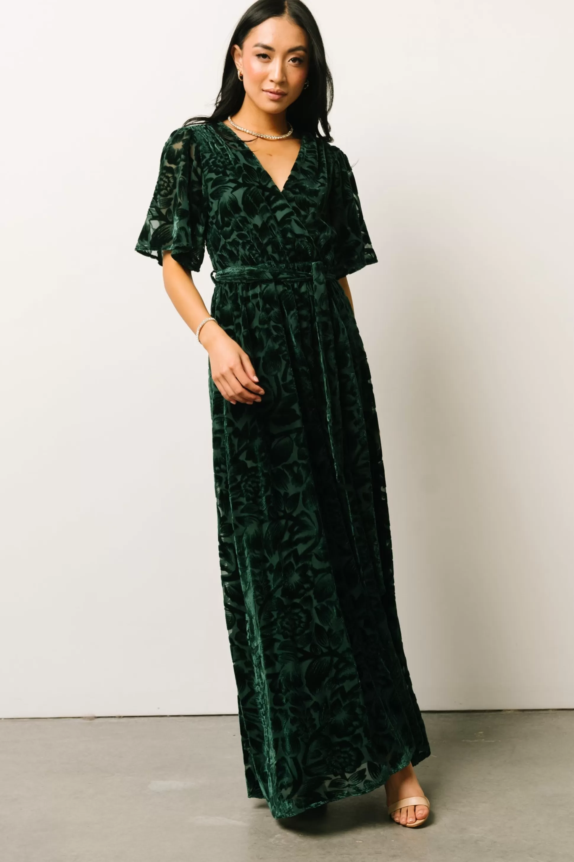 maxi dresses | WEDDING SUITE | Baltic Born Uma Velvet Maxi Dress | Dark Green