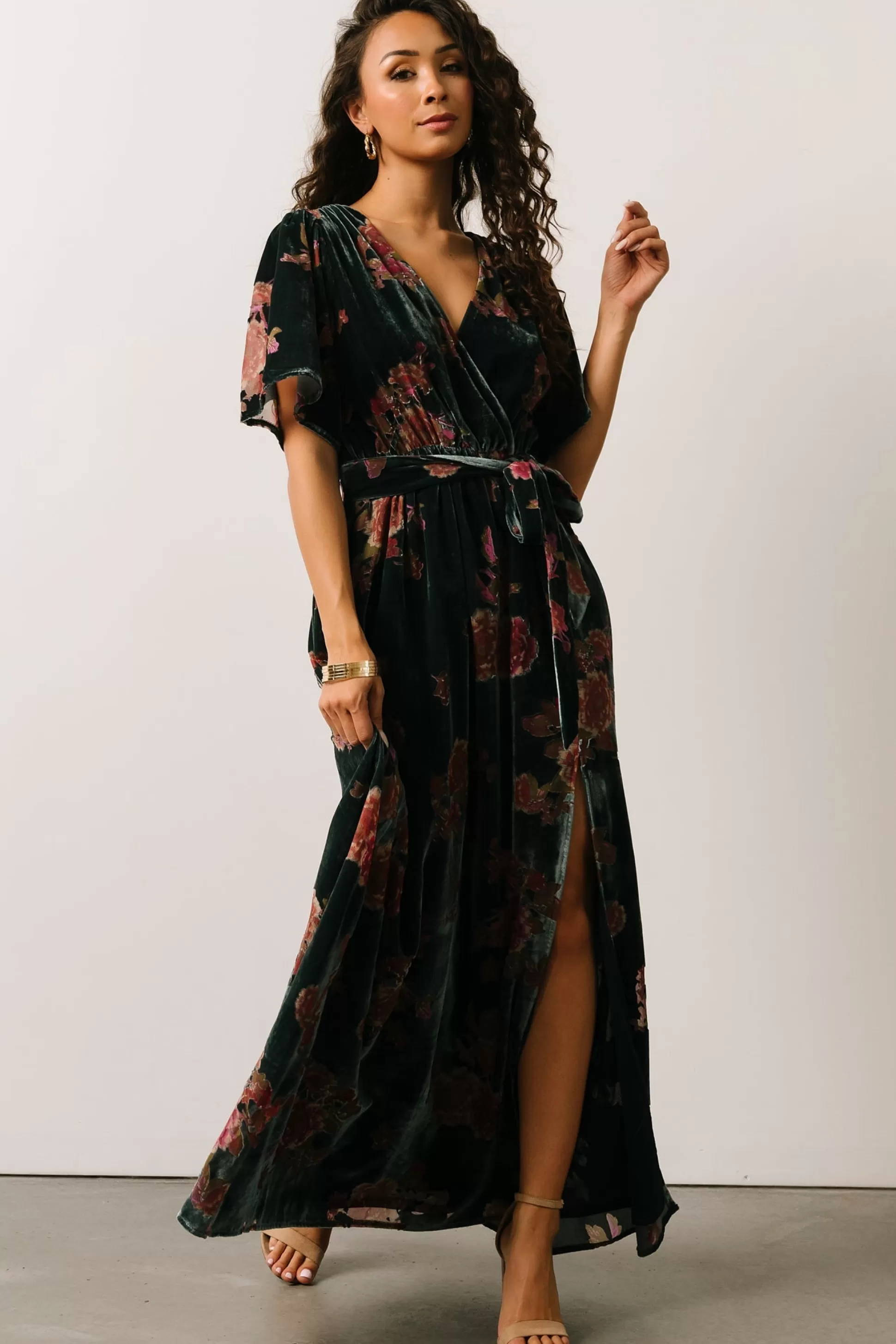 maxi dresses | WEDDING SUITE | Baltic Born Uma Velvet Maxi Dress | Lagoon Floral