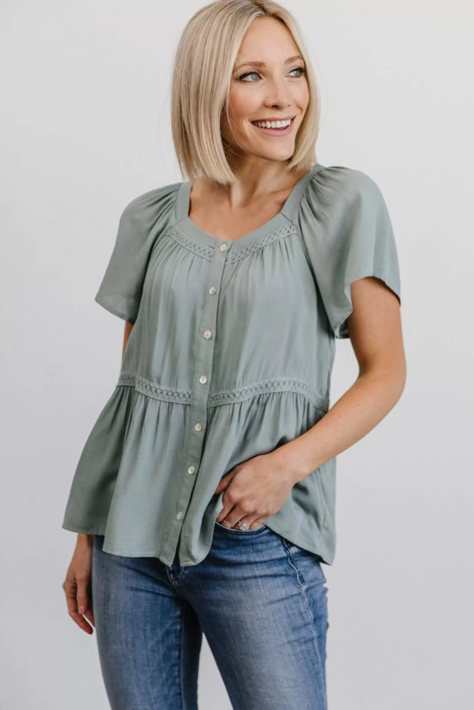 blouses + shirts | EXTENDED SIZING | Baltic Born Unity Button Up Top | Sage