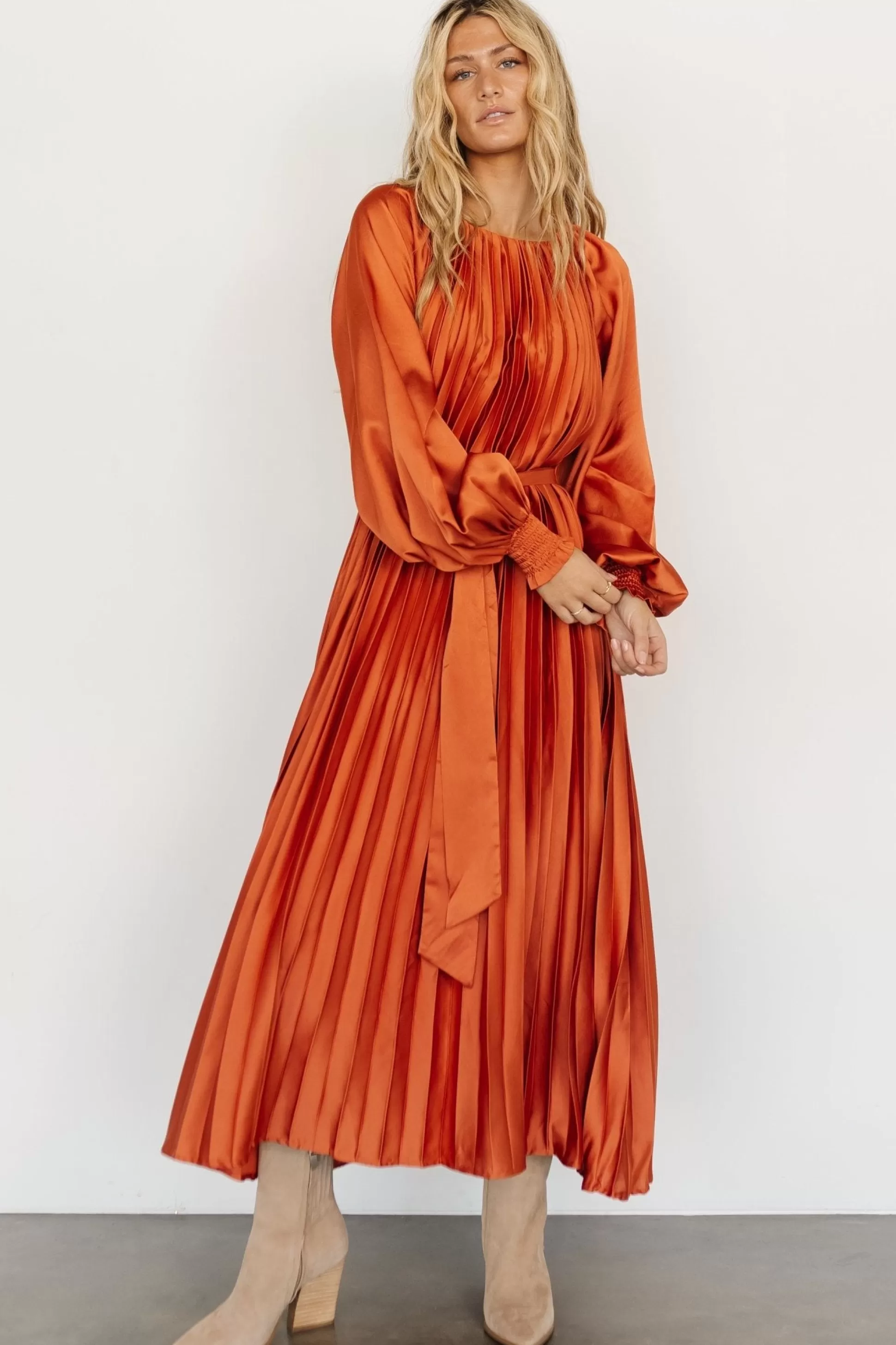 SALE | Baltic Born Vanna Pleated Dress | Rust