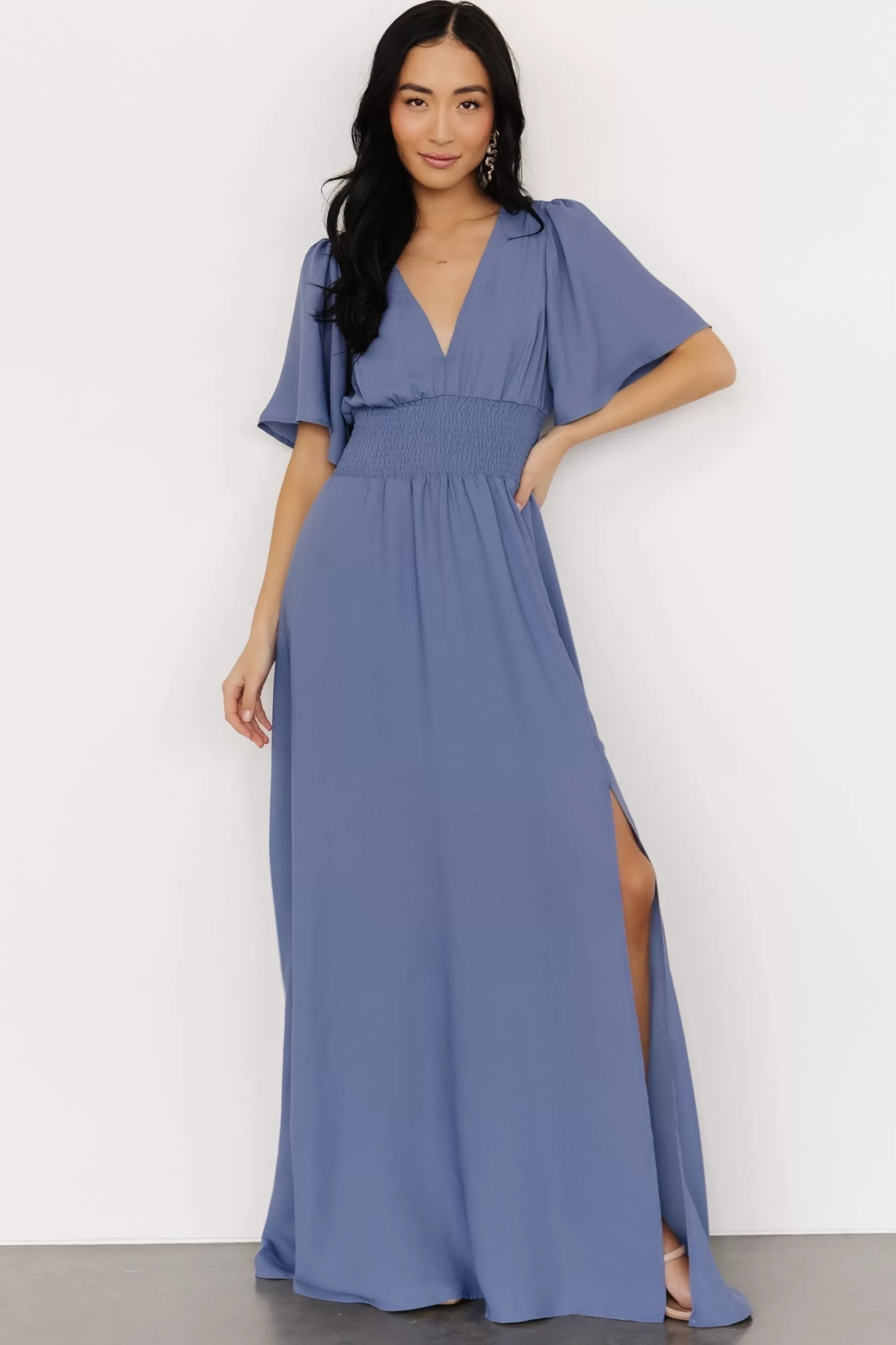 WINTER ESSENTIALS | Baltic Born Verona Smocked Maxi Dress | Blue