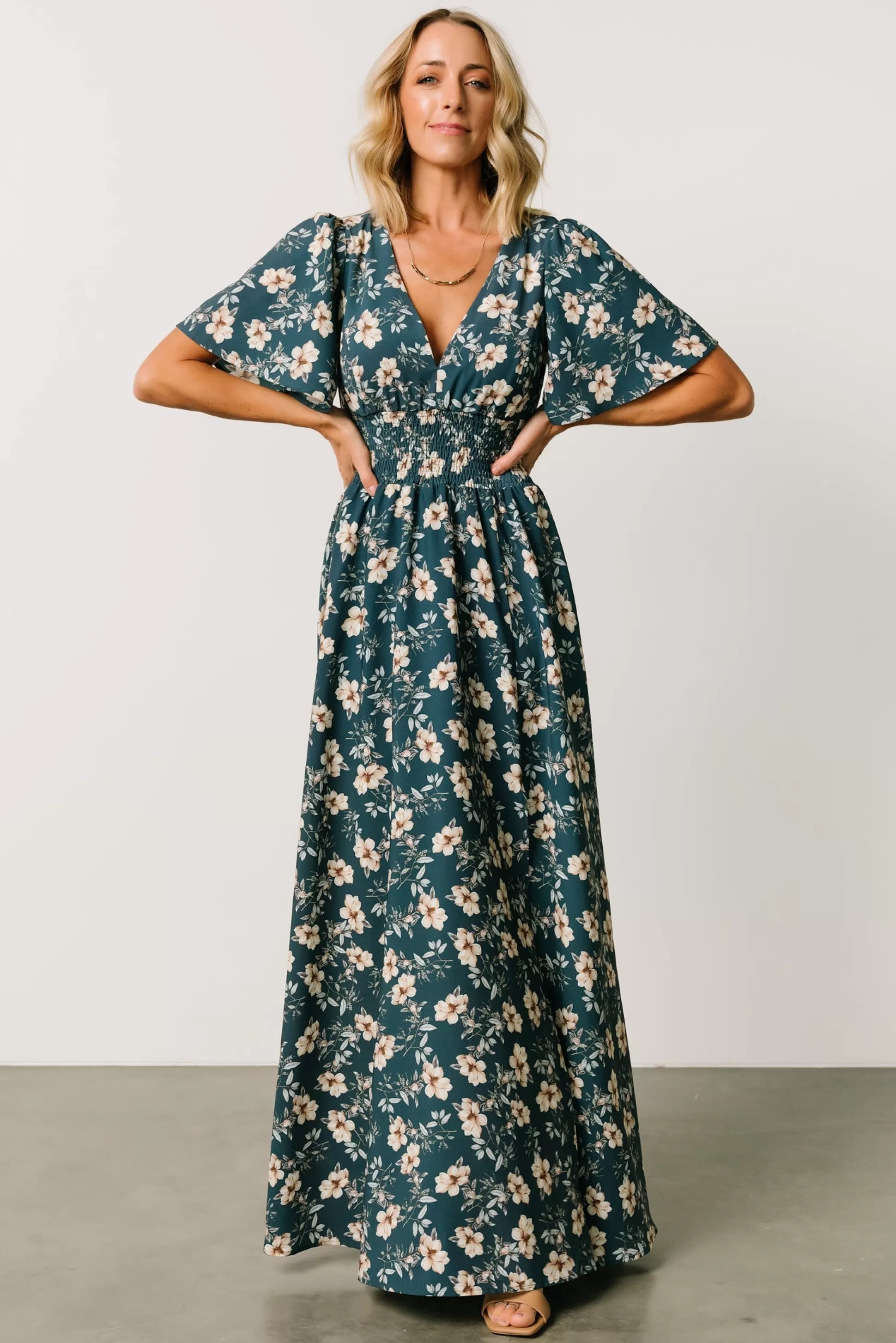 WINTER ESSENTIALS | Baltic Born Verona Smocked Maxi Dress | Slate Floral