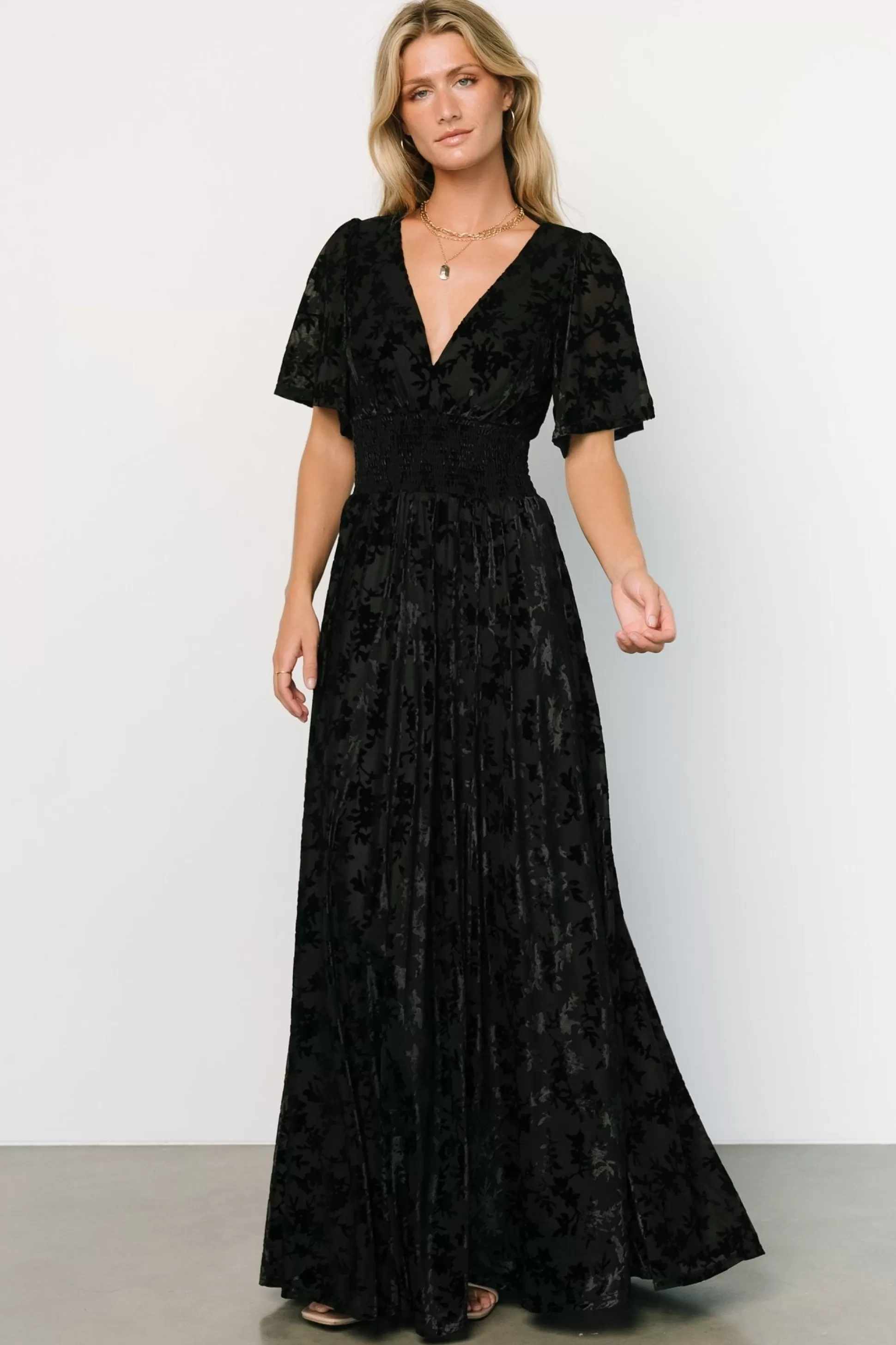 bump friendly | EXTENDED SIZING | Baltic Born Veronica Velvet Maxi Dress | Black