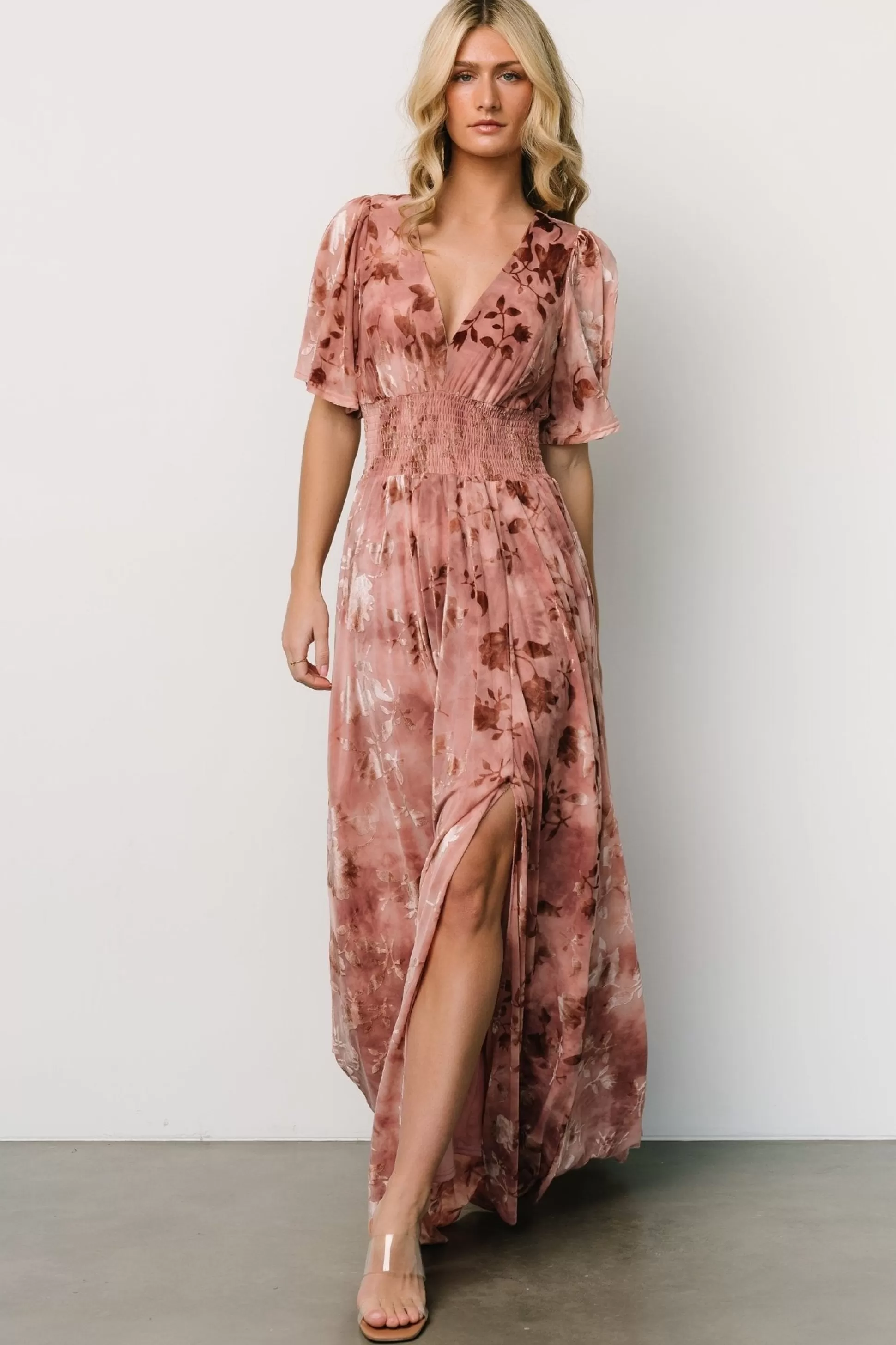 bump friendly | WINTER ESSENTIALS | Baltic Born Veronica Velvet Maxi Dress | Blush