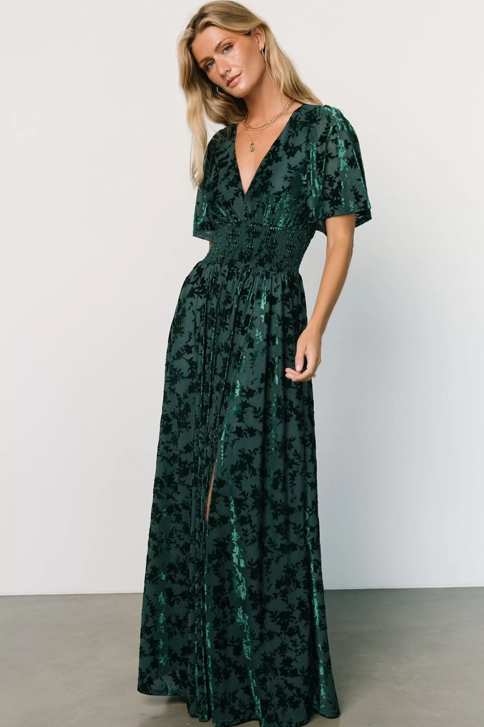 bump friendly | WINTER ESSENTIALS | Baltic Born Veronica Velvet Maxi Dress | Green