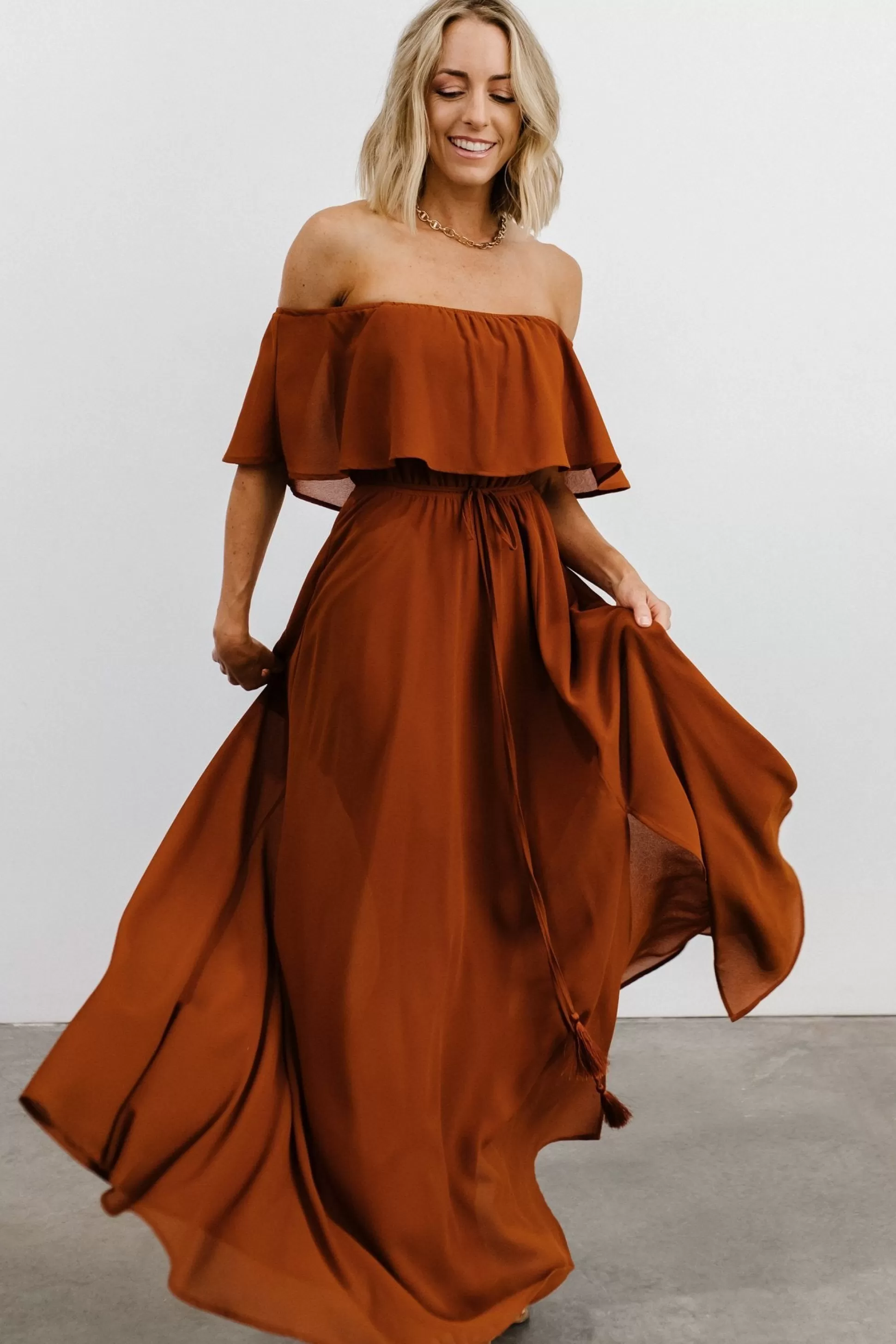 maxi dresses | WEDDING SUITE | Baltic Born Victoria Off Shoulder Maxi Dress | Spice