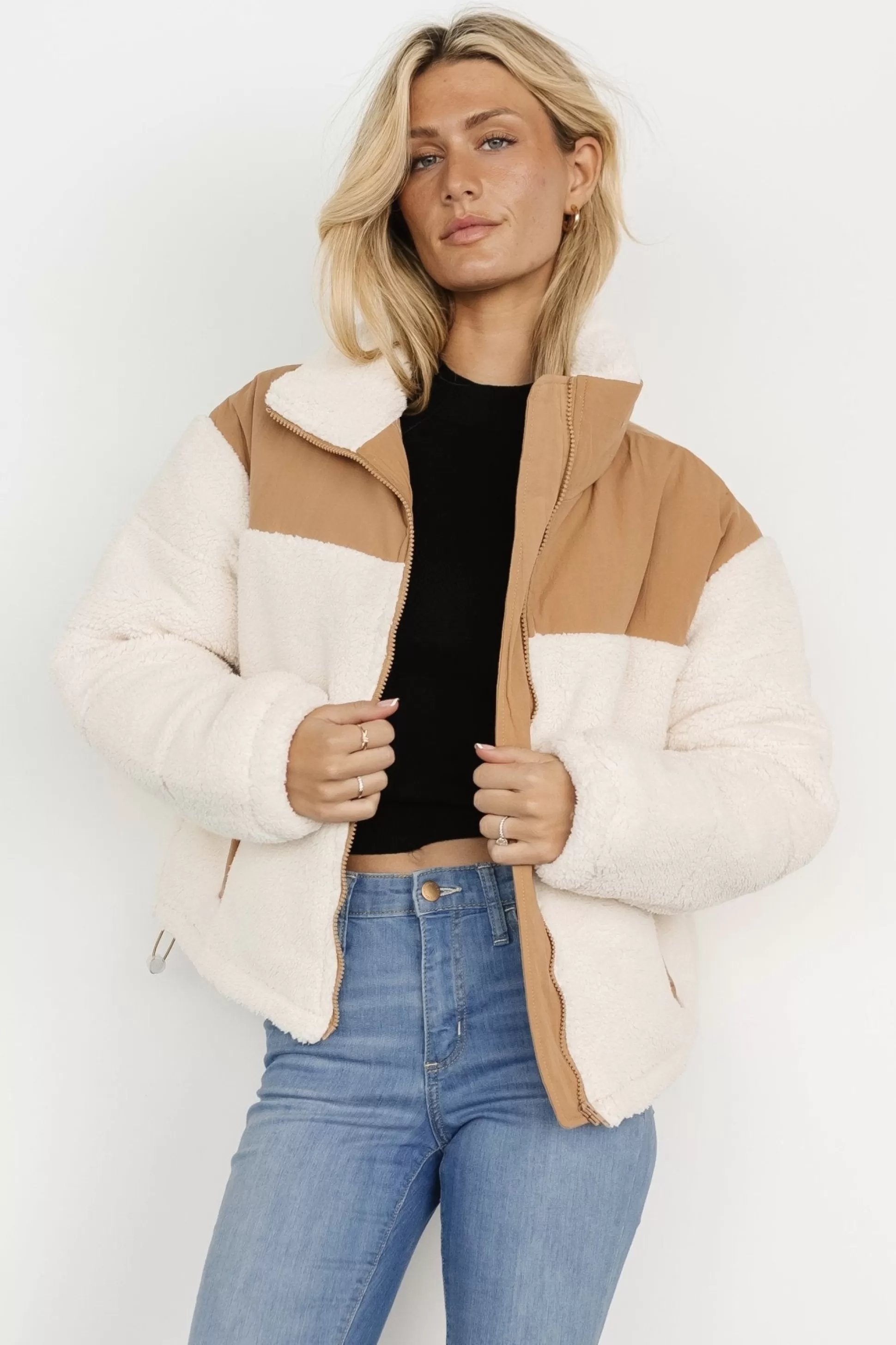 outerwear | Baltic Born Weekender Sherpa Puffer Jacket | Cream + Camel