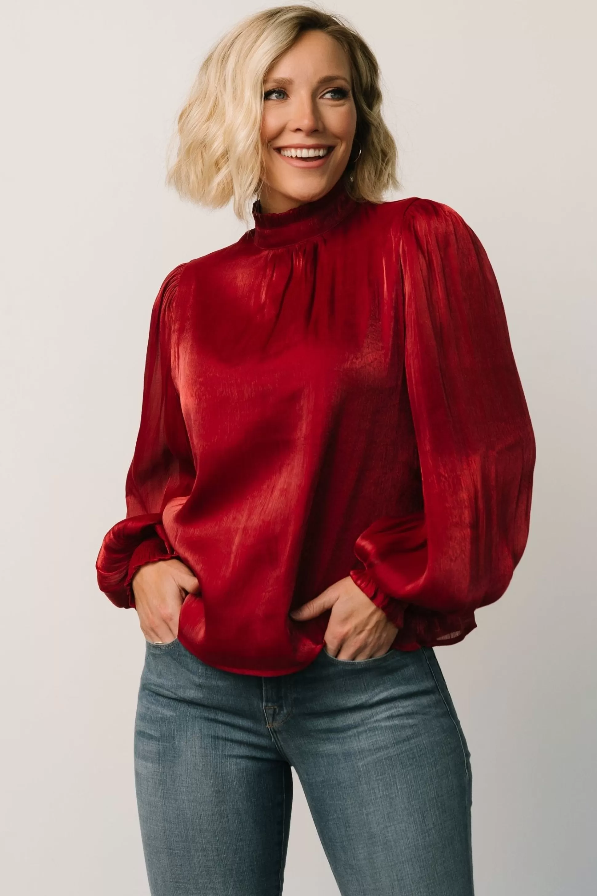 blouses + shirts | Baltic Born Willa Shimmer Top | Wine