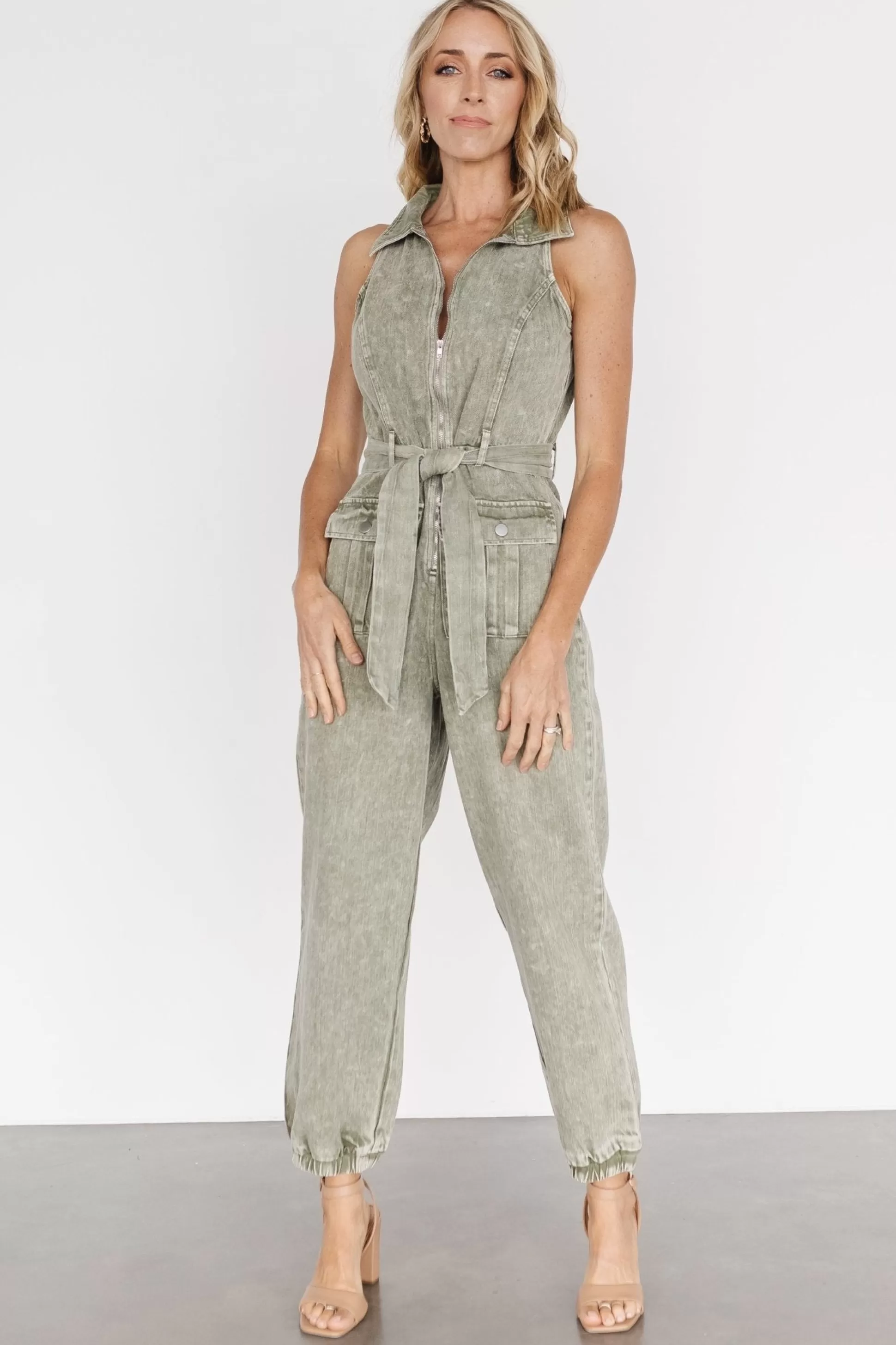 JUMPSUITS + ROMPERS | Baltic Born Zahara Sleeveless Jumpsuit | Washed Olive