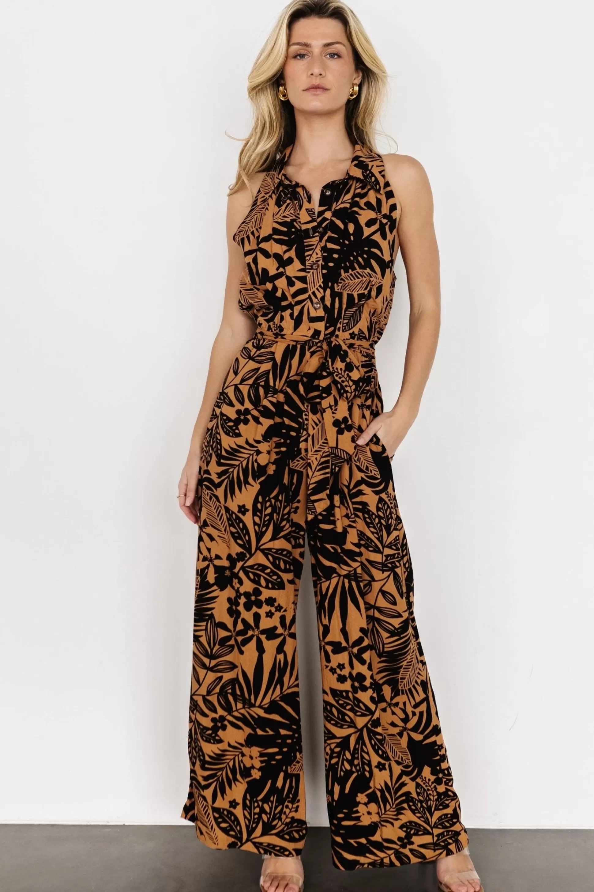 JUMPSUITS + ROMPERS | Baltic Born Zendaya Jumpsuit | Camel + Black Print