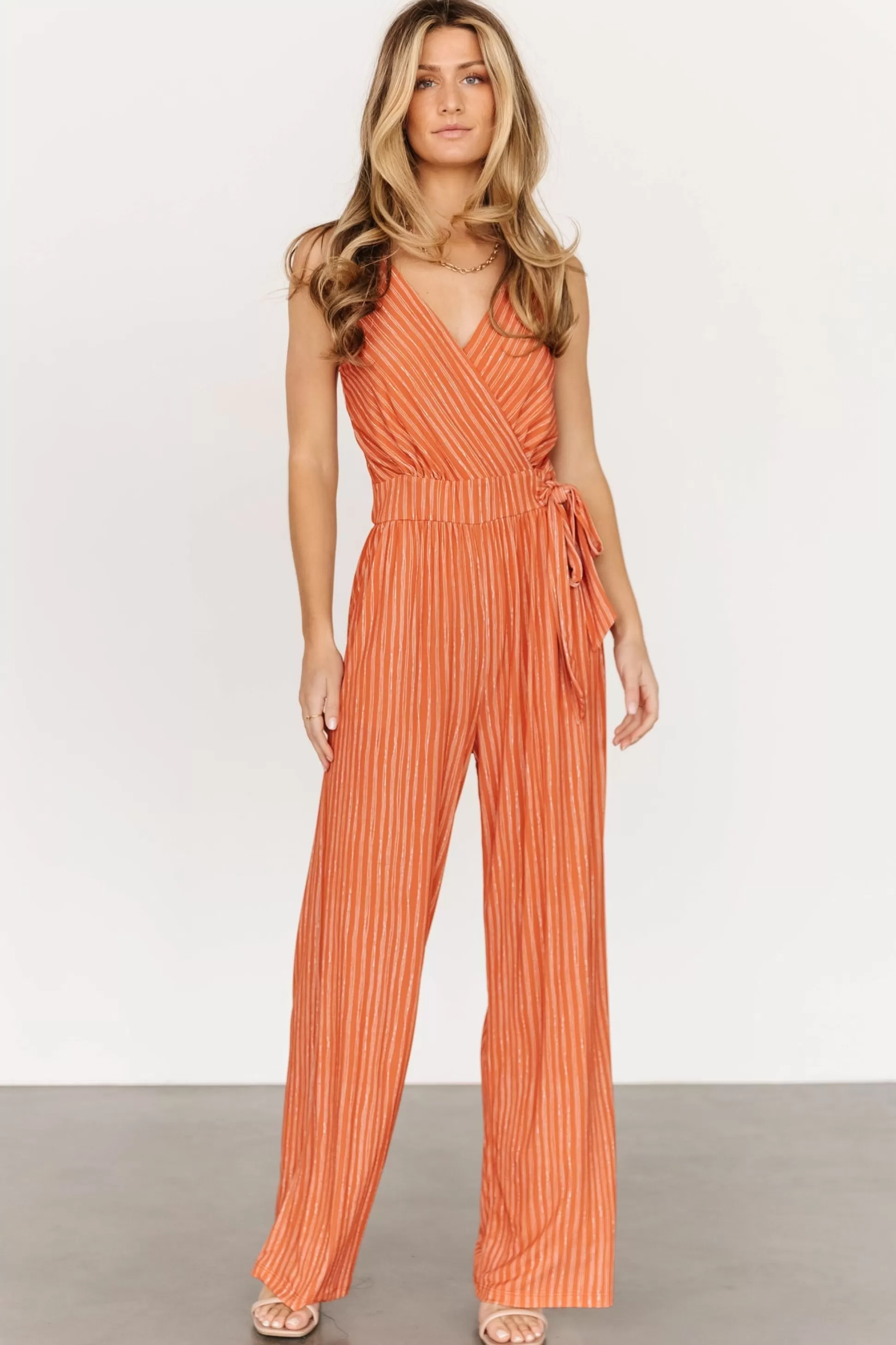 SALE | Baltic Born Zuri Tank Jumpsuit | Burnt Orange Stripe